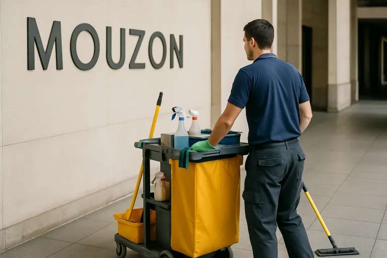 Professionnels du nettoyage travaillant dans un appartement à MOUZON.