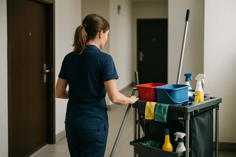 Équipe de nettoyage dans un logement insalubre à Fumay, utilisant des outils spécialisés.