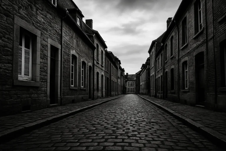 Rue de Givet avec maisons anciennes, contexte d'une désinfection post-expulsion.